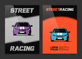 Brochure design with street racing car icon