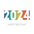 Brochure design template. Happy new year 2024, vector background with the rainbow gradient. Cover of business diary for 2024 with Royalty Free Stock Photo