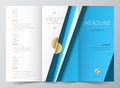 Brochure design template vector tri-fold abstract blue color