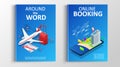 Brochure or flaer travel and online bookung concept. Travel template of flyear, magazines, posters, book cover, banners