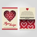 Brochure flier design template with heart pattern