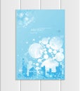 Brochure A5 or A4 format design Christmas urban city, abstract circles, winter landscape New Year 2018 Royalty Free Stock Photo