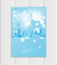 Brochure A5 or A4 format design Christmas urban city, abstract circles, winter landscape New Year 2018 Royalty Free Stock Photo