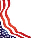 USA flag symbols stripes and stars wavy corner border. Royalty Free Stock Photo