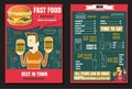 Brochure or poster Restaurant fast foods burger menu with people