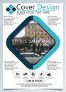 Brochure template for annual technology related reposts,vector design a4 layout with space for text and photos blue eight