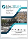 Brochure template for annual technology related reposts,vector design a4 layout with space for text and photos blue one