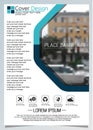 Brochure template for annual technology related reposts,vector design a4 layout with space for text and photos blue three