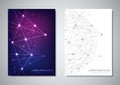 Brochure template or cover design. Digital technology with plexus background and space for your text. Geometric abstract Royalty Free Stock Photo