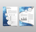 Brochure template layout, cover design annual report, magazine, flyer in A4 with blue polygonal triangles, 3d mesh polygons, round Royalty Free Stock Photo