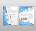 Brochure template layout, cover design annual report, magazine, flyer in A4 with blue polygonal triangles, 3d mesh polygons, round Royalty Free Stock Photo