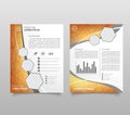 Brochure template layout, cover design annual report, magazine, flyer in A4 with blue polygonal triangles, 3d mesh polygons, round Royalty Free Stock Photo