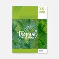 Brochure Template. Tropical Palms Summer Graphic Background, Exotic Floral Banner, Invitation, Flyer or Card. Modern Front Page Royalty Free Stock Photo