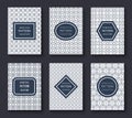 Brochure vector design templates with minimal classic vintage stripe patterns and labels Royalty Free Stock Photo