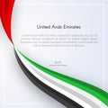 Brochure with wavy ribbon colors of the national flag of United Arab Emirates UAE with text For card banner on holiday theme