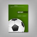 Brochures book or flyer with soccer ball on background