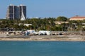 Brocken yachts along the canal in Miami. Effects of hurricane I