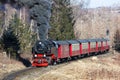 Brockenbahn steam train locomotive railway departing Drei Annen Hohne in Germany