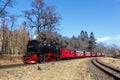 Brockenbahn steam train locomotive railway departing Drei Annen Hohne in Germany Royalty Free Stock Photo