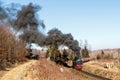 Brockenbahn steam train locomotive railway departing Drei Annen Hohne in Germany