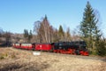 Brockenbahn steam train locomotive railway departing Drei Annen Hohne in Germany Royalty Free Stock Photo