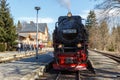 Brockenbahn Steam train locomotive railways at Drei Annen Hohne railway station in Germany Royalty Free Stock Photo