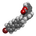 Brodifacoum rodenticide molecule. 3D rendering. Atoms are represented as spheres with conventional color coding: hydrogen white Royalty Free Stock Photo
