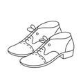 Brogue shoe. Editable stroke. Line icon.