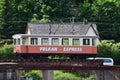 Brohl-LÃÂ¼tzing, Germany - 05 25 2022: Vulkan Express railroad wagon at the main road