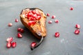 Broiled pear pomegranate dessert Royalty Free Stock Photo