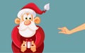 Santa Receiving Critiques for Bringing a Small Gift Vector Cartoon Illustration