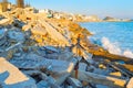Broken abandoned houses sea Ukraine Royalty Free Stock Photo