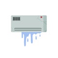 Broken air conditioner. Leakage and breakdown of device for air cooling Royalty Free Stock Photo