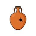 Broken ancient clay jug illustration