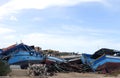 broken ancient shipwrecks after the disembarkation Royalty Free Stock Photo