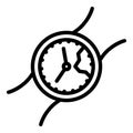 Broken arm watch icon, outline style Royalty Free Stock Photo