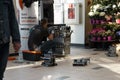 RIGA, LATVIA - APRIL 4, 2019: Broken ATM machine is being repaired - Bank are in a shopping centre