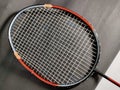 Broken badminton racket on black background Royalty Free Stock Photo