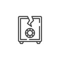 Broken bank safe line icon