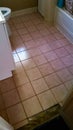 Broken Bathroom Floor DIY or Professional Replacement Job Needed Royalty Free Stock Photo