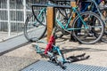 A broken bicycle in La Defense, a major business district in Paris, France