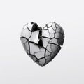 A broken big heart on a white background. Trendy minimalist illustration. AI Generated Royalty Free Stock Photo