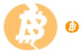 Broken Bitcoin Halftone Dot Icon