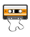 Broken black audio tape. Flat style. Vector isolated