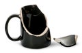 Broken black porcelain cup with one fragment Royalty Free Stock Photo