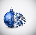 Broken blue Christmas ball