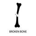 Broken bone black sign icon. Vector illustration eps 10 Royalty Free Stock Photo