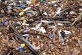 Broken bottle glass, many Garbage beach Royalty Free Stock Photo