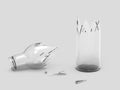 Broken bottle on white background, 3D rendering.