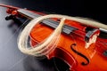 Broken bow to the violin. Damaged musical instrument